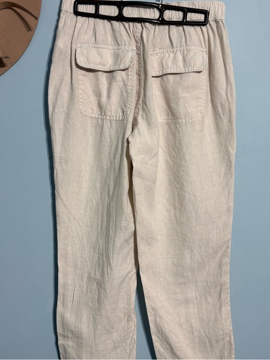 Nicole Miller Pants - Nicole Miller Small Cream Linen utility Pull-On Pants with Back Patch Pockets